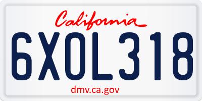 CA license plate 6XOL318