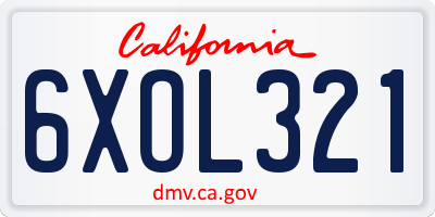 CA license plate 6XOL321