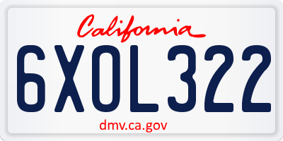 CA license plate 6XOL322