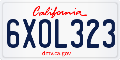 CA license plate 6XOL323