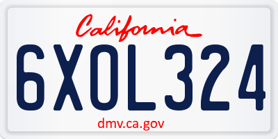 CA license plate 6XOL324