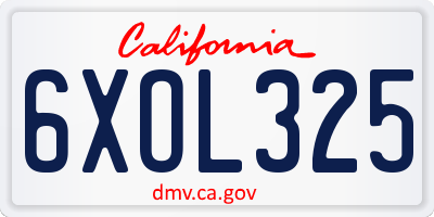 CA license plate 6XOL325
