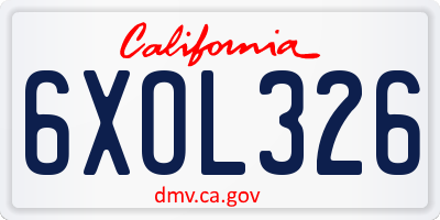 CA license plate 6XOL326