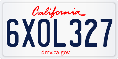CA license plate 6XOL327