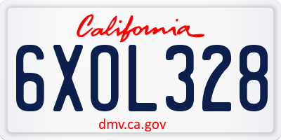 CA license plate 6XOL328