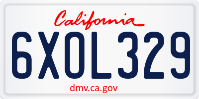 CA license plate 6XOL329