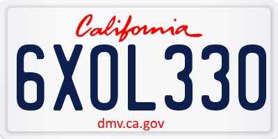 CA license plate 6XOL330