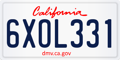 CA license plate 6XOL331
