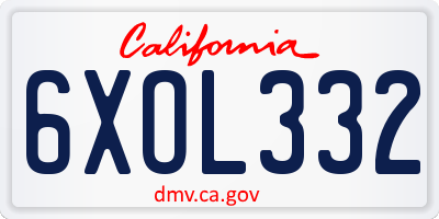 CA license plate 6XOL332