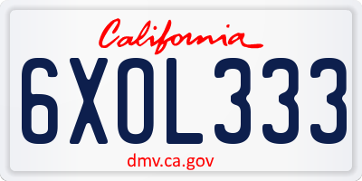 CA license plate 6XOL333