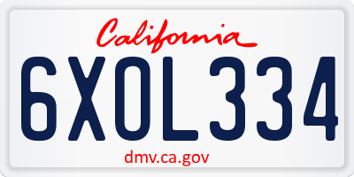 CA license plate 6XOL334