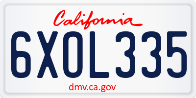 CA license plate 6XOL335