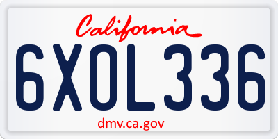 CA license plate 6XOL336