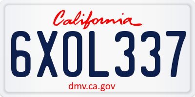 CA license plate 6XOL337