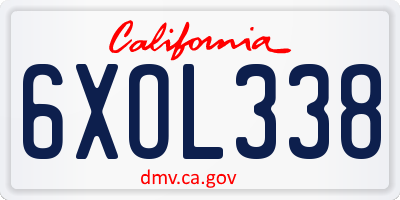 CA license plate 6XOL338
