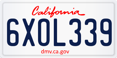 CA license plate 6XOL339