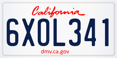 CA license plate 6XOL341