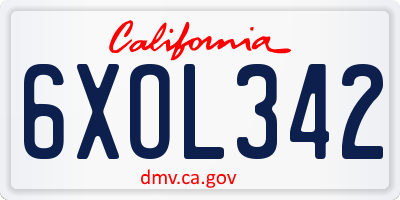 CA license plate 6XOL342