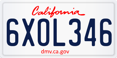 CA license plate 6XOL346