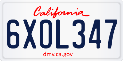 CA license plate 6XOL347
