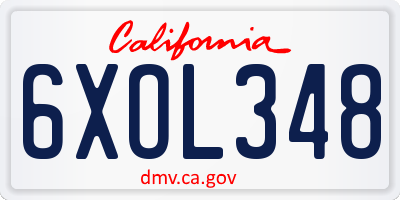 CA license plate 6XOL348
