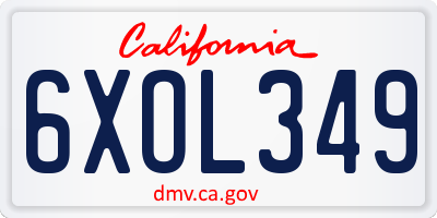 CA license plate 6XOL349