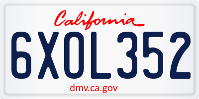 CA license plate 6XOL352