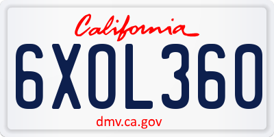 CA license plate 6XOL360