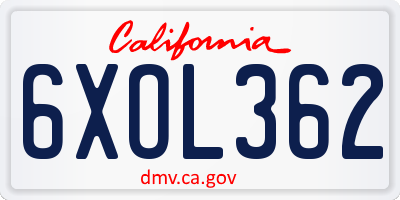 CA license plate 6XOL362