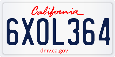 CA license plate 6XOL364