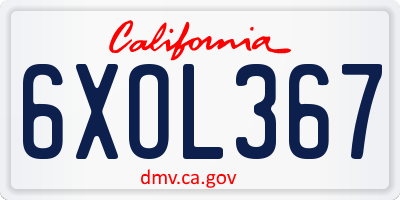 CA license plate 6XOL367