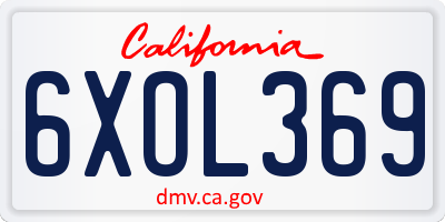 CA license plate 6XOL369