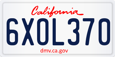 CA license plate 6XOL370