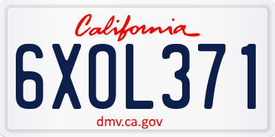 CA license plate 6XOL371