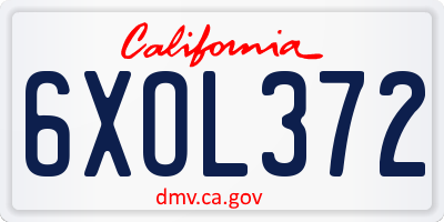 CA license plate 6XOL372