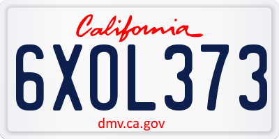 CA license plate 6XOL373
