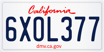CA license plate 6XOL377