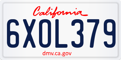 CA license plate 6XOL379