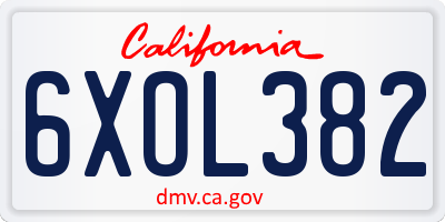 CA license plate 6XOL382