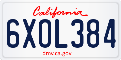 CA license plate 6XOL384