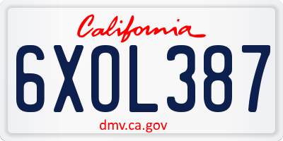 CA license plate 6XOL387