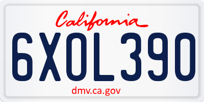 CA license plate 6XOL390