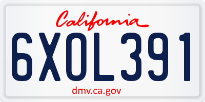 CA license plate 6XOL391