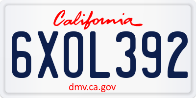 CA license plate 6XOL392