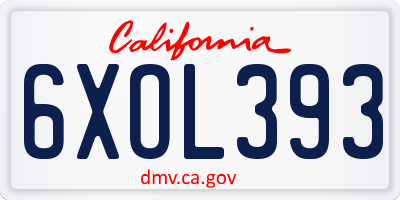 CA license plate 6XOL393