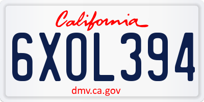 CA license plate 6XOL394