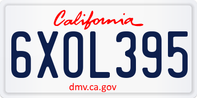 CA license plate 6XOL395