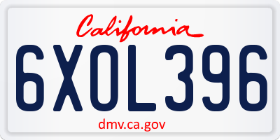 CA license plate 6XOL396