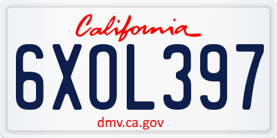 CA license plate 6XOL397