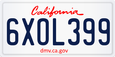 CA license plate 6XOL399
